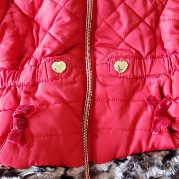 18 MONTHS Red CHEETAH TRIM PUFFER Jacket Coat Parka Winter Snow Pistachio Girls - Picture 11 of 14